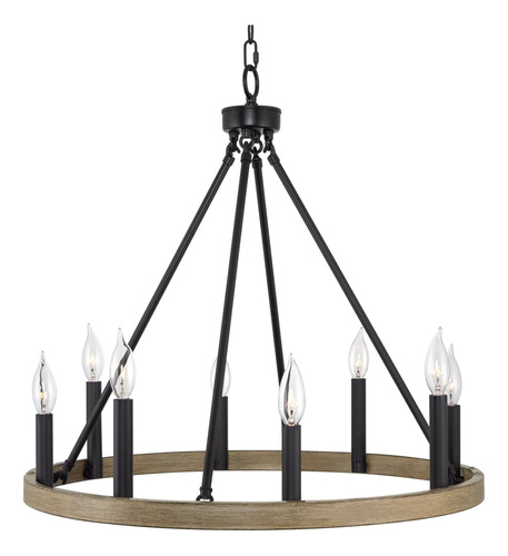 Candelabro Rustico 24  8 Luz Estilo Madera Abedul Ahumada +