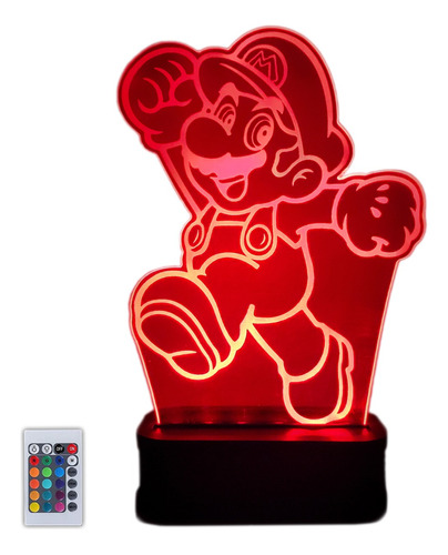 Lámpara Acrilico Led Rgb Mario Bros Multicolor 16 Colores