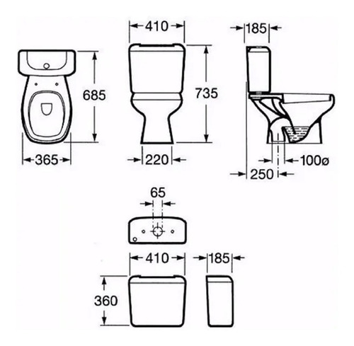 Imagen 8 de 10 de Juego Sanitarios Roca Monaco Tapa Bidet Inodoro Minimalista