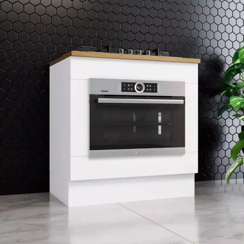 Balcão Forno De Embutir 80cm Americana Com Tampo Cooktop Cor Branco/nature