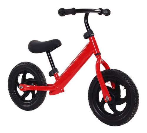 Bicicleta Niños Sin Pedal R12 Roja O Negra Rueda Maciza Pcm