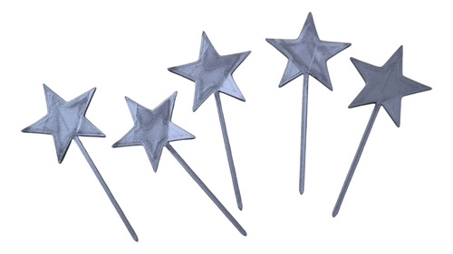 5 Unidades Mini Topper Cup Cake Estrellitas Estrella 3d Plateado Cupcake Estrella