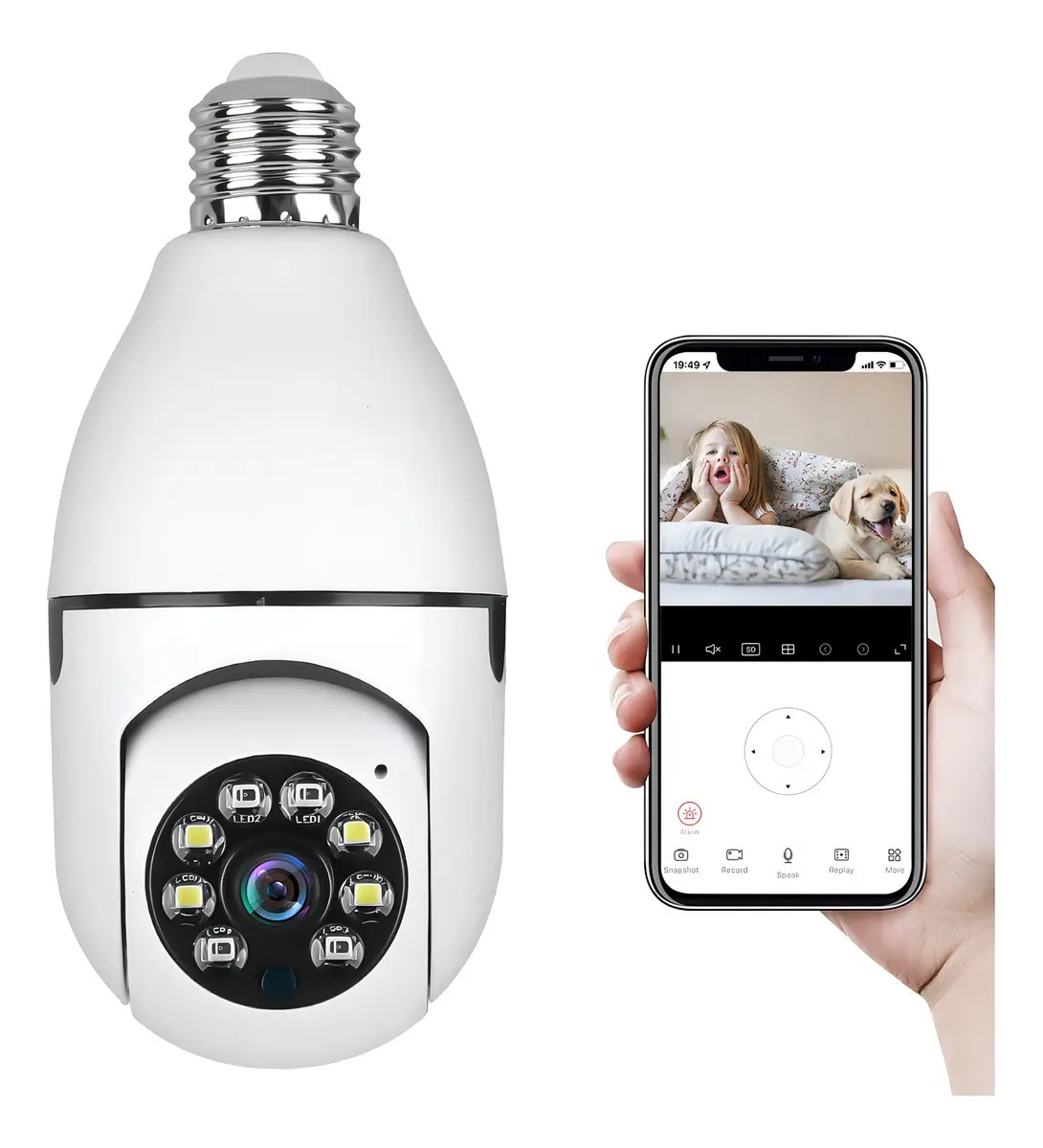 Câmera Segurança Wifi Lâmpada IP Sensor Movimento HD 360º Rezzet