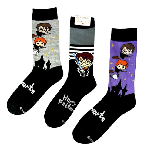 3 Pares Calcetas De Harry Potter Originales Surtido Unitalla
