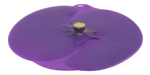Tapa De Silicona Hermética Charles Viancin - Diseño Hibisco Púrpura, 23 Cm, Apta Para Microondas Y Lavavajillas
