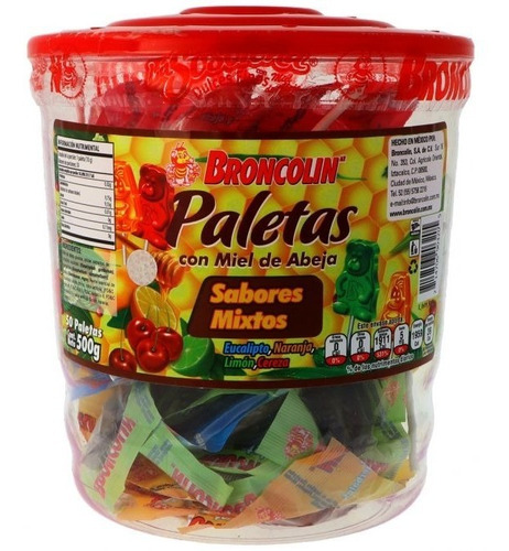 Paletas Broncolin 50 Con Miel De Abeja Y Extractos Herbales 