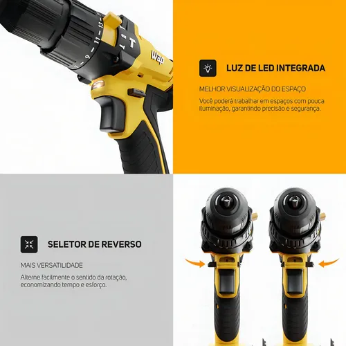 Parafusadeira e Furadeira de Impacto 3/8" WAP K21 ID02 2000 mAh: imagem 5