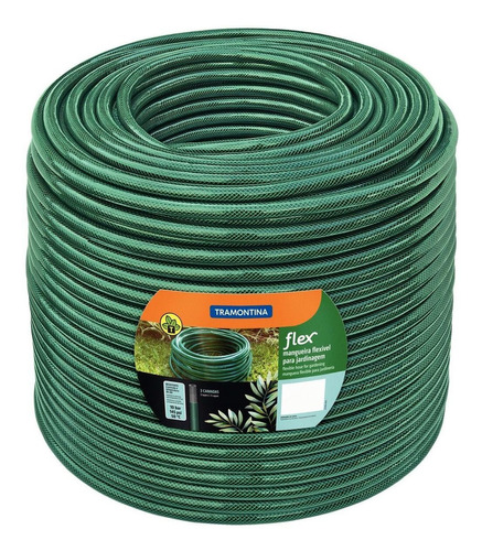 Manguera flexible de PVC Tramontina de 3 capas, 100 M, color verde