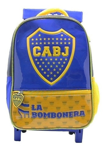 Mochila Boca Juniors Jardín C/ Carro 12 Pulgadas Licencia Of Color Azul Diseño de la tela Liso