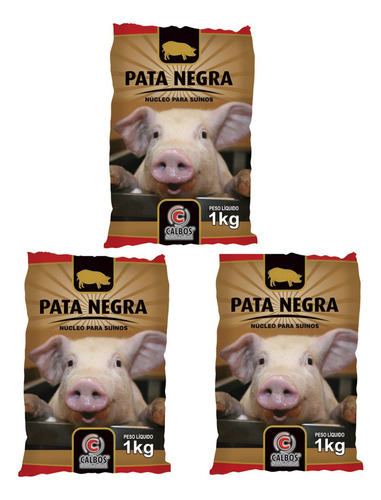 Kit 3 Unidades - Pata Negra Calbos Núcleo Para Suínos 1kg