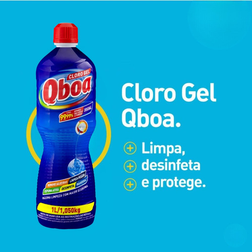 2 Unid. Cloro Em Gel Qboa 1 Litro Original Limpeza Pesada