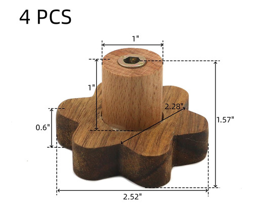 Edema 4pcs Tiradores De Madera Y Perillas De Cajones En Form
