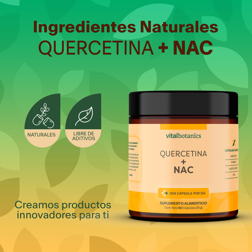 Quercetina + Nac 60 Capsulas A Base De Quercetina, Nac, Zinc