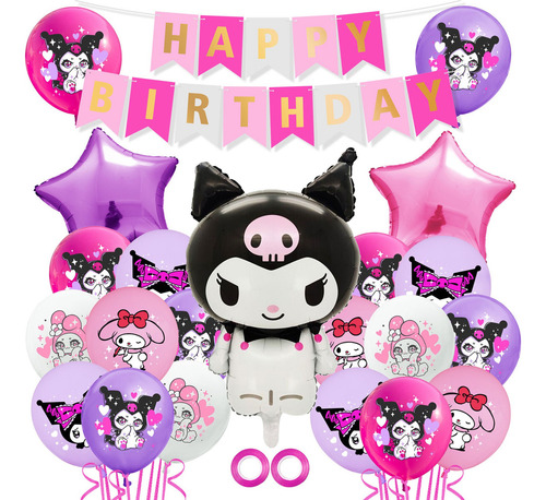 Kit Fiesta Sanrio Kuromi - Globos Cumple Decoración Temática