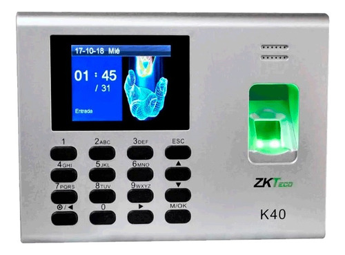 Control Acceso Zkteco K40 1000 Huellas Hoja De Cálculo Plateado