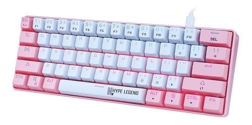 Teclado Mecánico 60%, Hype Legend Rebel Pinku  Red Switch