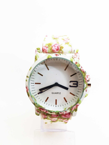 Relógio Feminino Florido Pulseira Silicone Moda Flor