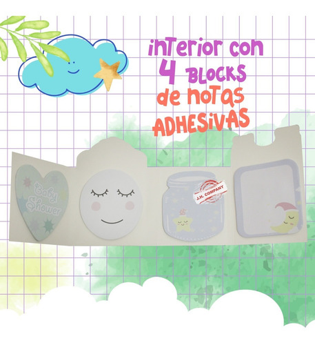 Imagen 4 de 5 de Set 4 Pcs Cartera Notas Adhesivas Kawaii Oficina Wj56-22