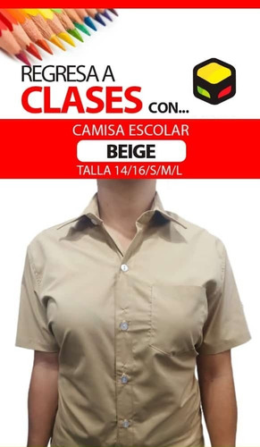 Camisas Escolares Blanca, Azul Y Beige 