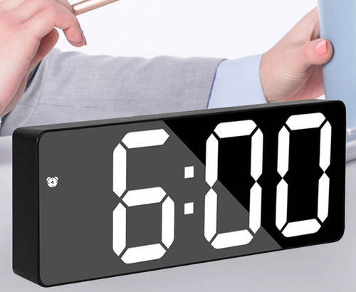 Reloj Despertador Digital Bocina Bluetooth Negro Y Radio Fm,Despertador espejo