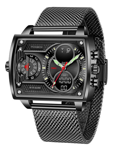 Reloj Digital Lujo Hombre Esfera Cuadrada Impermeable Cuadro