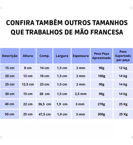 Mão Francesa Kit 12 Branca 30cm + Kit Fixação Envio Imediato