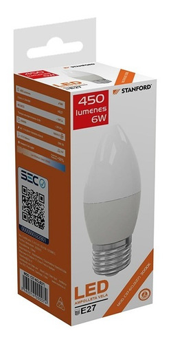 (10 Unidades) Ampolleta Led Vela E27 (cálida) 6 Watts