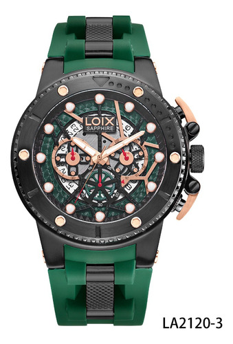 Reloj Hombre Loix La2120-3 Verde Con Pavonado Negro, Verde