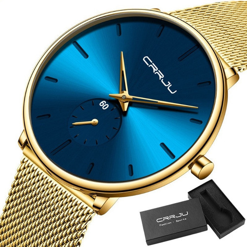 Reloj De Cuarzo Casual Analógico Crrju Mesh Belt Para Hombre