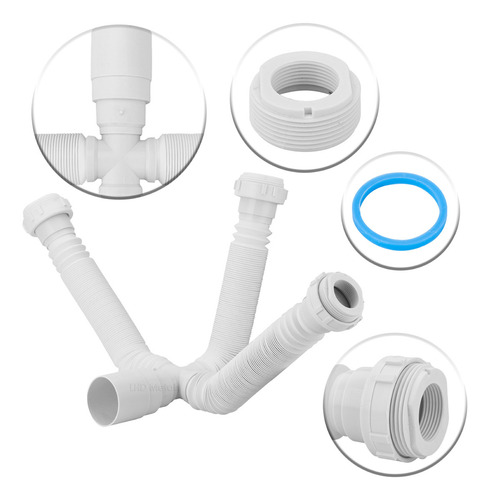 Kit 3 Sifão Triplo Sanfonado/extensivo Universal Abs Branco