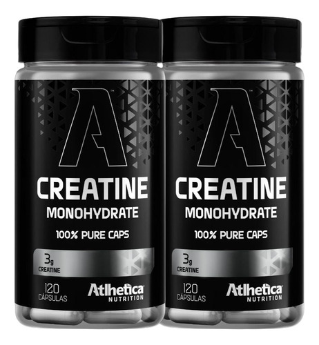 Kit 2x Creatina Monohidratada Pura 3g 120 Caps - Atlhetica Sabor Sem Sabor