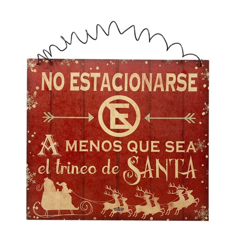 Añoranza Letrero Navideño En Madera - No Estacionarse Santa