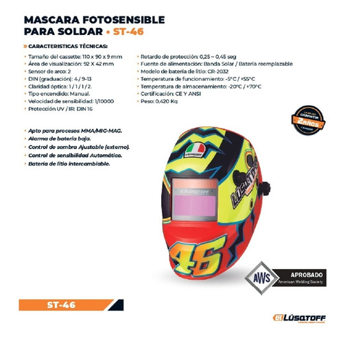 Mascara Fotosensible Automática Careta Soldar Lusqtoff St-46