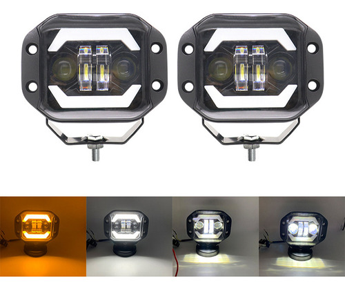 Faros Antiniebla Led De Luz Alta Y Baja H4 Con Luz Ámbar Drl