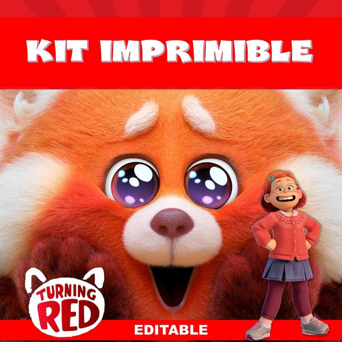 Kit Imprimible Turning Red 100% Editable