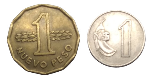 Monedas Uruguay 1 Nuevo Peso 2 Piezas Años 70 Y 80  Envio 60