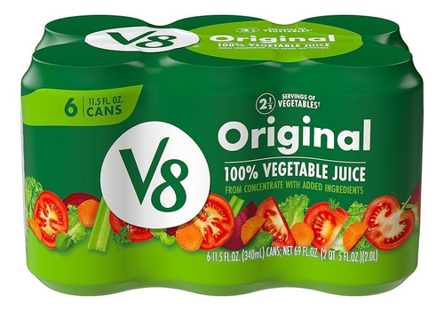 Campbells V8 Original Jugo Natural Vegetales Verduras 6un