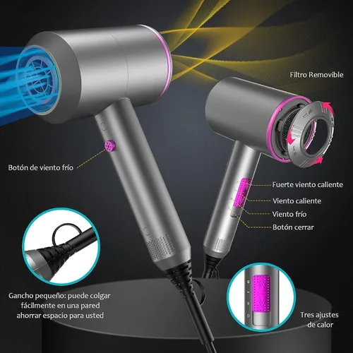 Secadoras Cabello Profesional Iones Negativos 2000w 3 Veloc