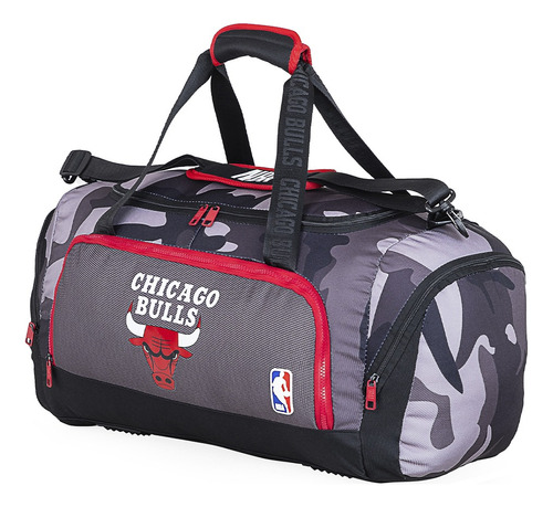 Bolso Nba Chicago Bulls Deportivo Basquet Viaje Urbano Color Negro/Gris/Rojo