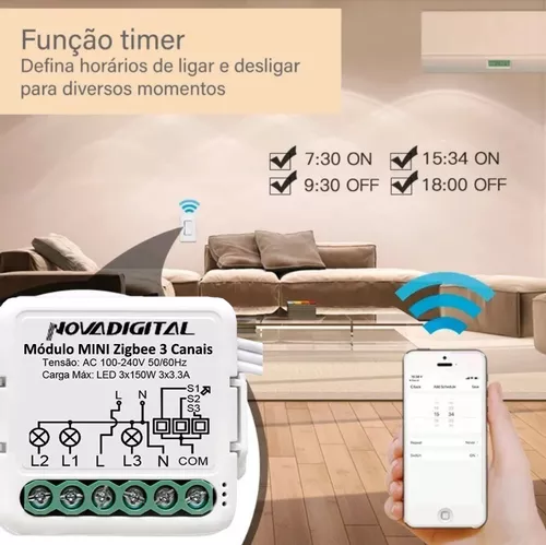 Interruptor Com 2 Botões e 1 Tomada Wifi Nova Digital Tuya Smart Life -  Loja Geek Smart - Automação Residencial