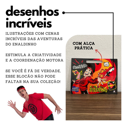 Blocão Enaldinho Para Colorir + 12 Lápis De Cor Aventuras E Desafios 48 Páginas