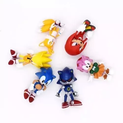 SONIC Coleção Action Figure com 6 Bonecos do Mercado Livre Super Sonic  Metal Sonic Amy Knuckles Tail 