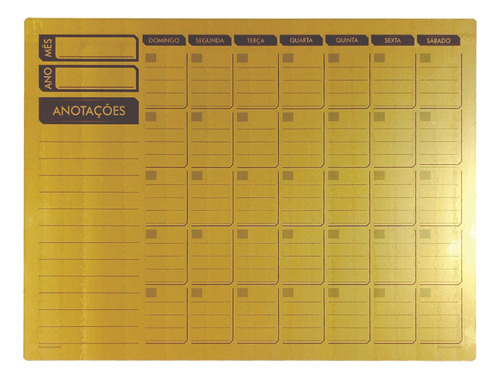 Quadro Planejamento Dourado 67 X 50cm Planner Mensal Ouro