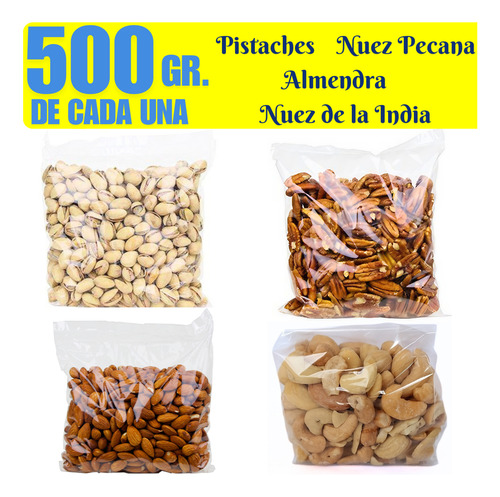 Nuez India, Pistache, Almendra, Nuez Pecana 1/2 Kg De Cada 1