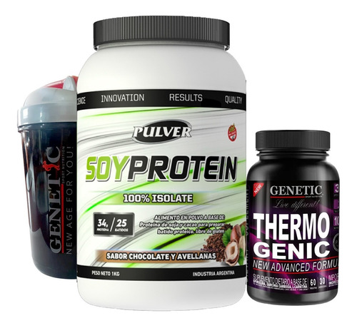 Imagen 1 de 10 de Soy Proteina Vegano 1k Quemagrasa Thermogenic Shaker Genetic