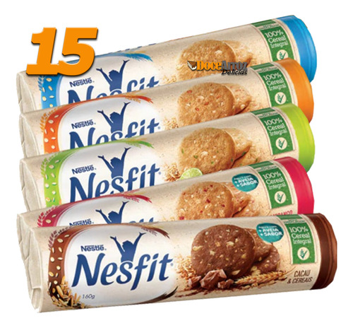 Biscoito Bolacha Nesfit Nestle Sortidos 15 Pacotes 160g Cada