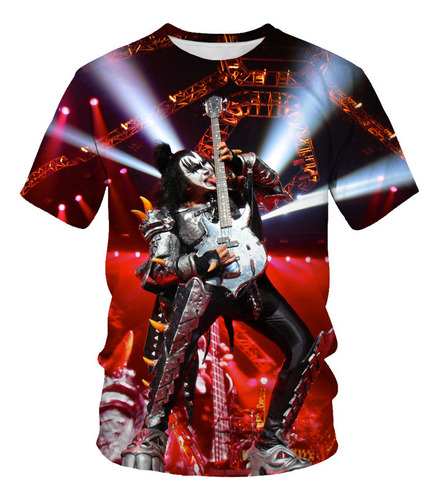 Camiseta De Rock Kiss Band Impresa En 3d