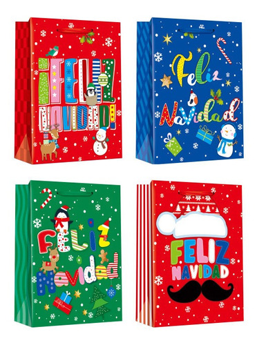 Pack 12 Bolsas De Regalo Navidad Docena Bolsas De Pascua