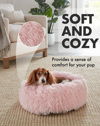 Cama Calma En Forma De Dona Para Perros Y Gatos 50 Cm Rosa