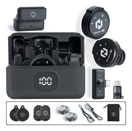 Microfone Sem Fio Magnético Duplo Redução De Ruído J6